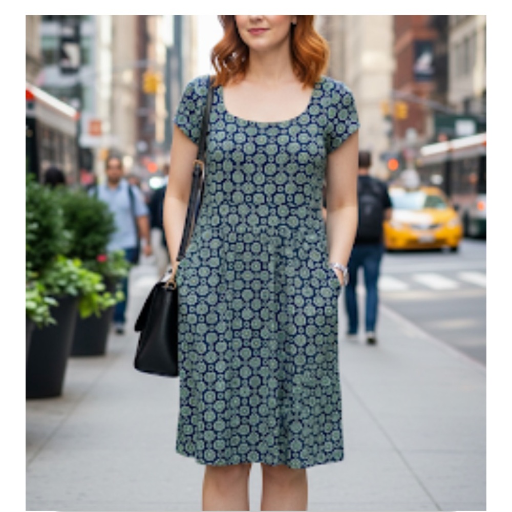 J McLaughlin Catalina Cloth floral scoop neck cap sleeve dress pockets medium